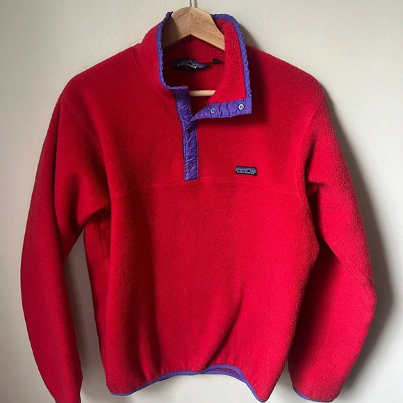 Vintage 80s Made in USA Red Synchilla Patagonia Fleece, size medium - Picture 2 of 11